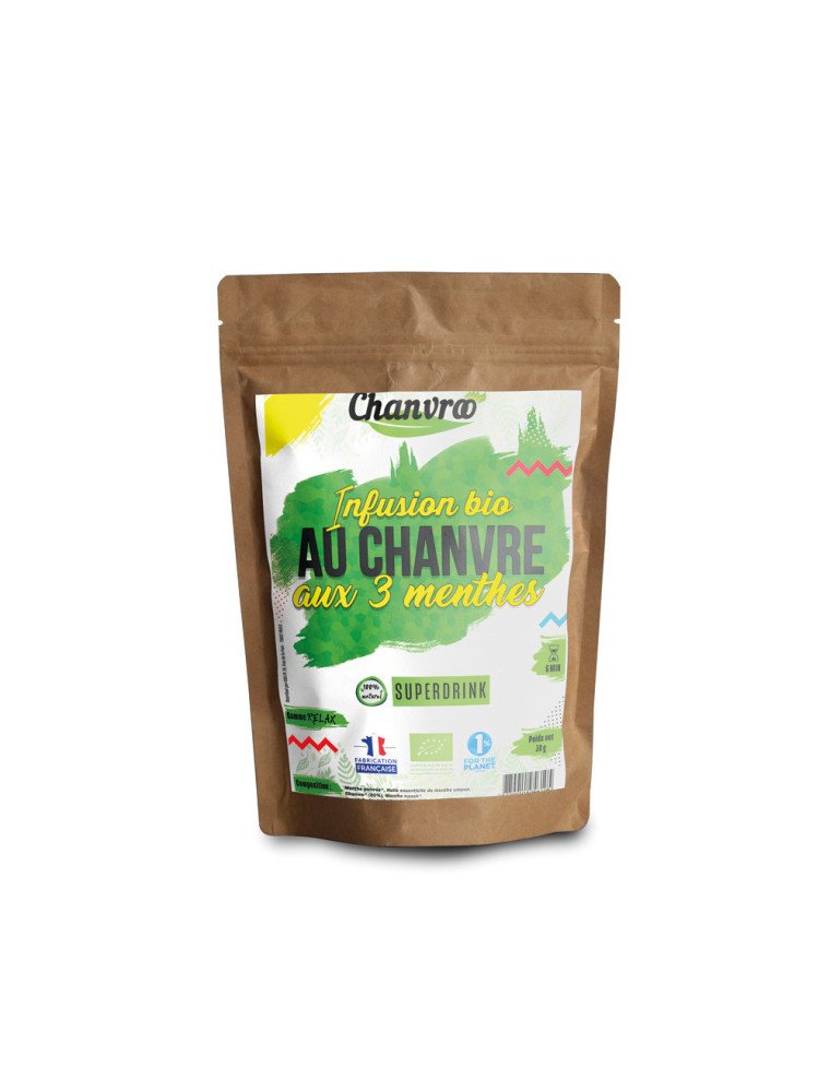 étiquette de votre tisane de chanvre CBD et menthes