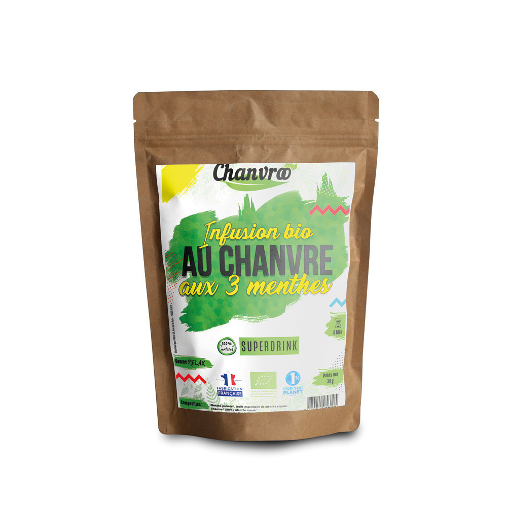 étiquette de votre tisane de chanvre CBD et menthes étiquette de votre tisane de chanvre CBD et menthes
