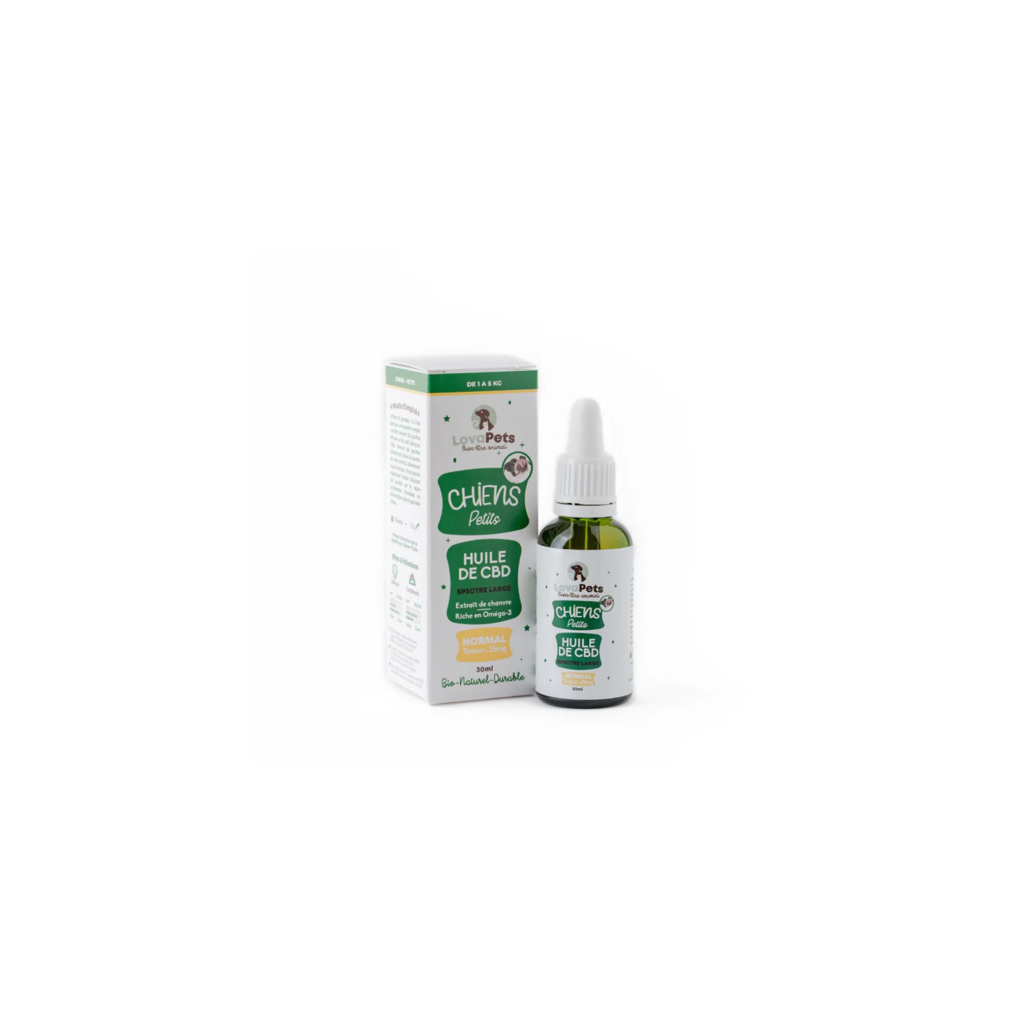 Huile de CBD Normal 25mg de CBD pour chiens de 1 à 5kg