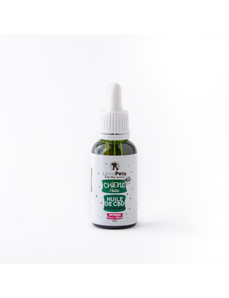 Huile de CBD INTENSE 100mg de CBD pour petits chiens de 1 à 5kg pas cher sur CBD.fr