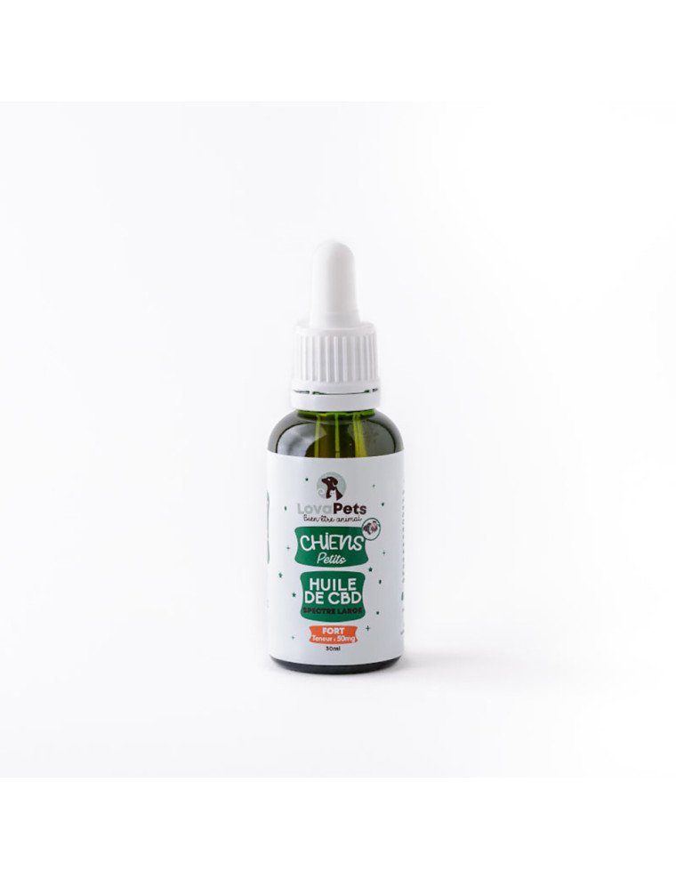 Huile de CBD FORT 50mg de CBD pour chiens de 1 à 5kg