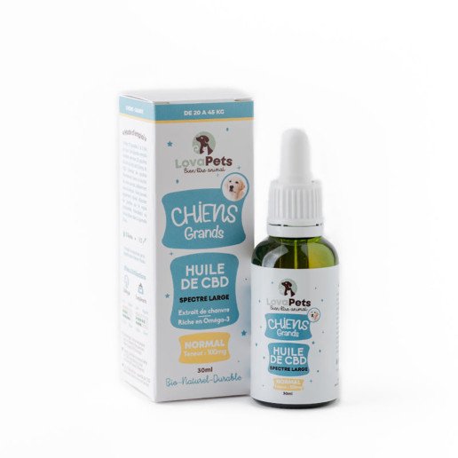 Huile de CBD Normal 100mg CBD pour chiens de 20 à 45kg pas cher sur CBD.fr