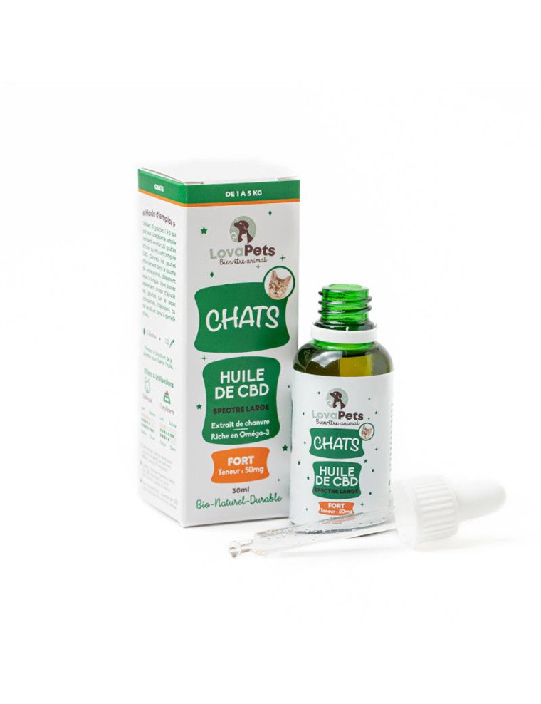 Huile de cannabidiol pour chats : Version FORT 50mg CBD