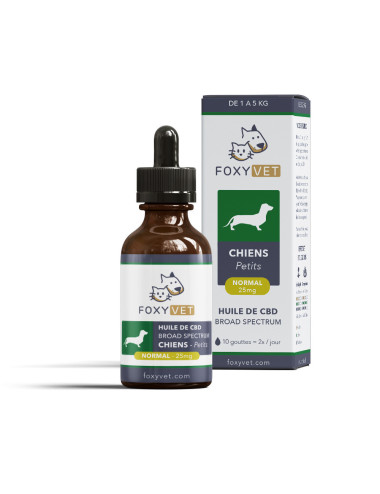 Huile de CBD Pour Petit Chien 25mg 30ml - Foxyvet