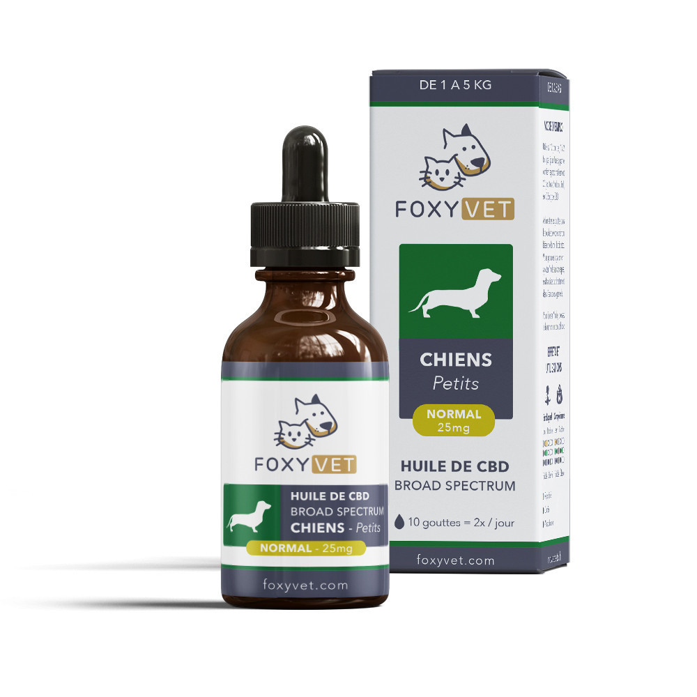 Huile de CBD Pour Petit Chien 25mg 30ml - Foxyvet