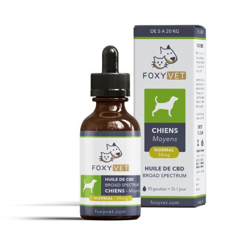 Huile de CBD Pour Chien Moyen 50mg 30ml - Foxyvet