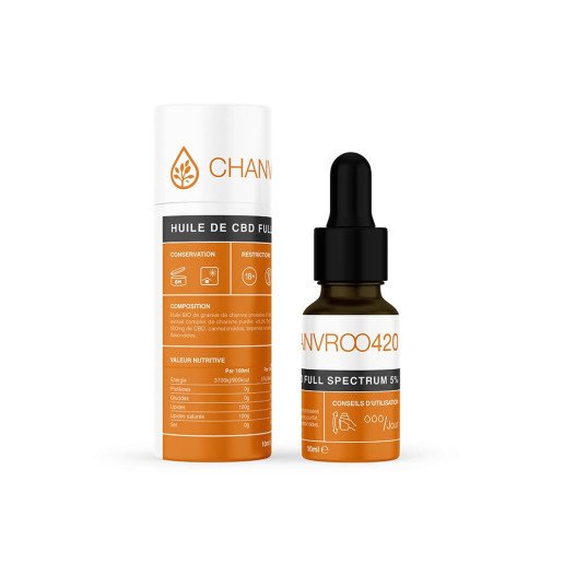 Huile de CBD 5% avec THC Full Spectrum - Chanvroo - France