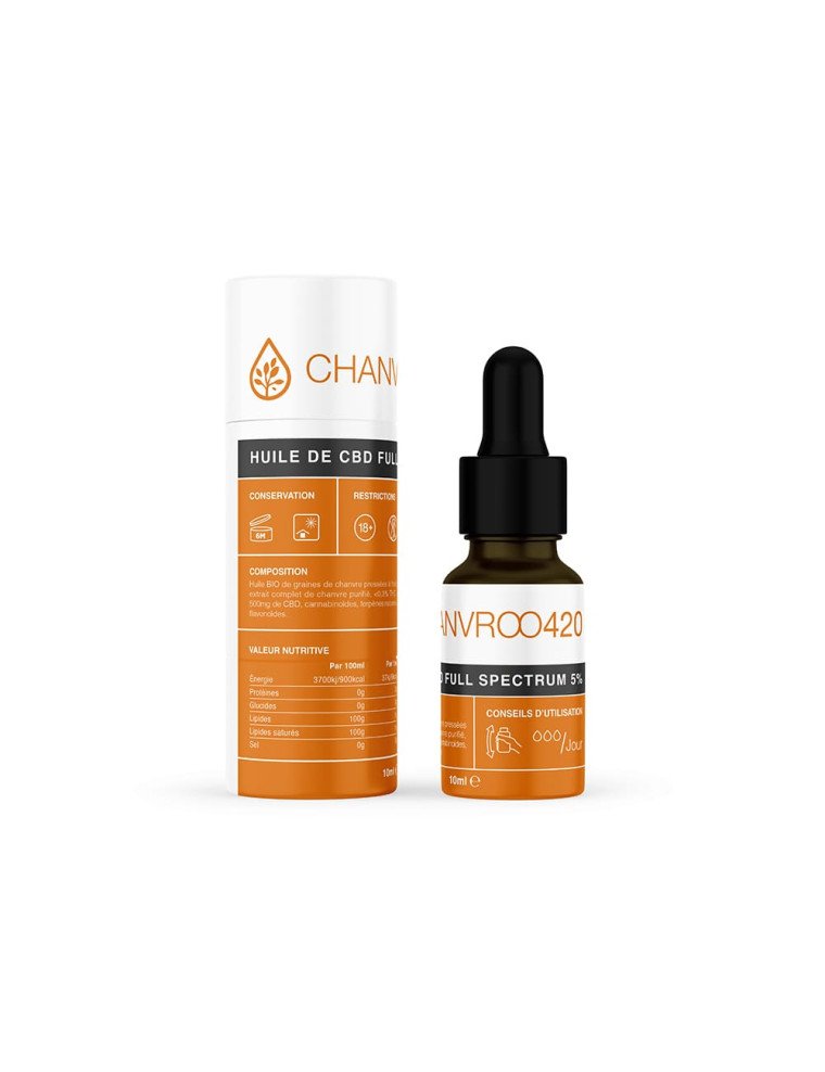 Huile de CBD 5% avec THC Full Spectrum - Chanvroo - France