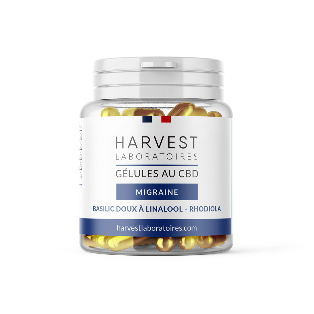 CBD contre la migraine - Testez les capsules au CBD de Harvest Laboratoires