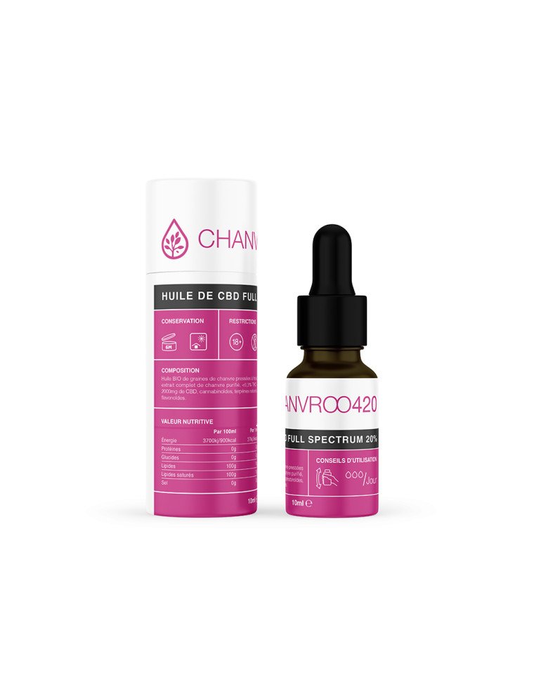 Huile de CBD 20% avec THC Full Spectrum - Chanvroo - France