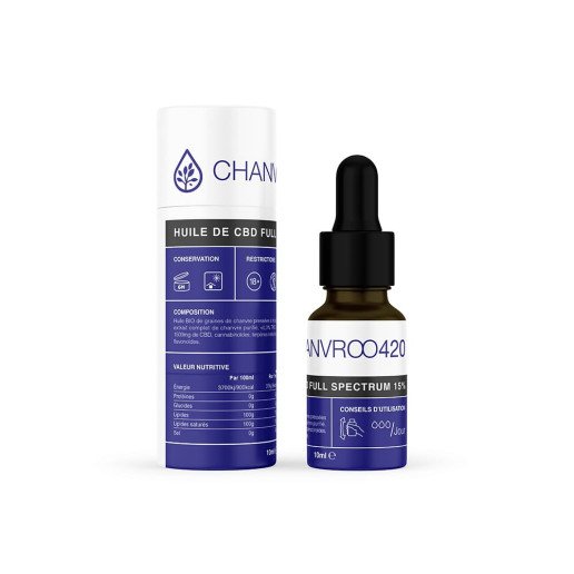 Huile de CBD 15% avec THC Full Spectrum - Chanvroo - France