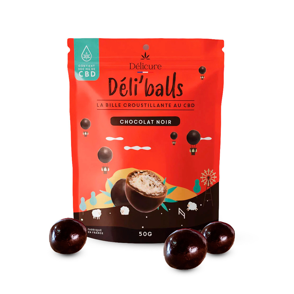 Découvrez les Déli'balls au chocolat noir enrichies en CBD sur