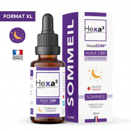 Huile CBD Mélatonine Sommeil Fraise 30ml - Hexa3