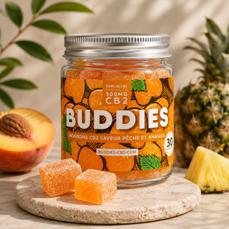 Bonbon CB2 Pêche Ananas - Buddies Buddies - 1-cbd - Gummies CB2