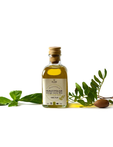Huile d’olive vierge extra Bio au CBD - Basilic (100ml) pas cher sur CBD.fr
