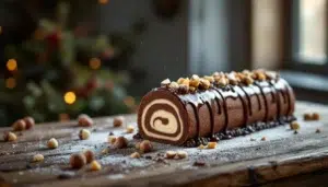 Bûche roulée chocolat noisette au CBD