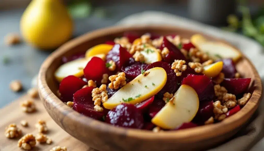 Salade Tiède Betterave Poire Noix au CBD