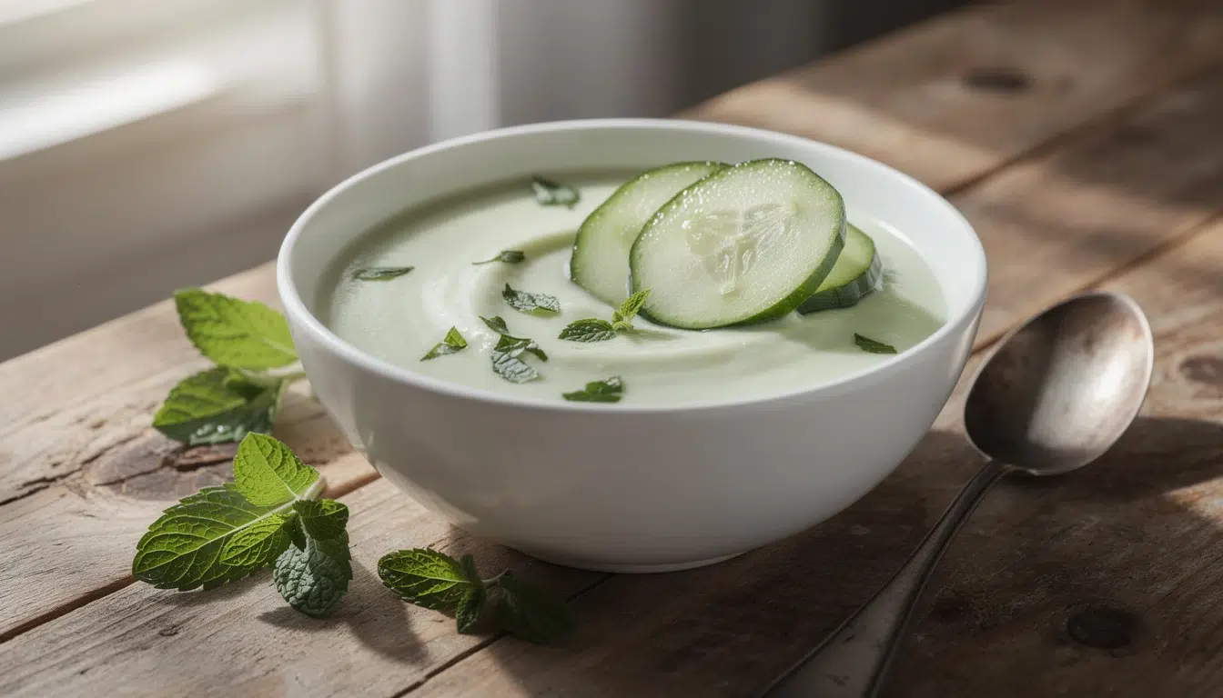 Soupe froide concombre-menthe-CBD