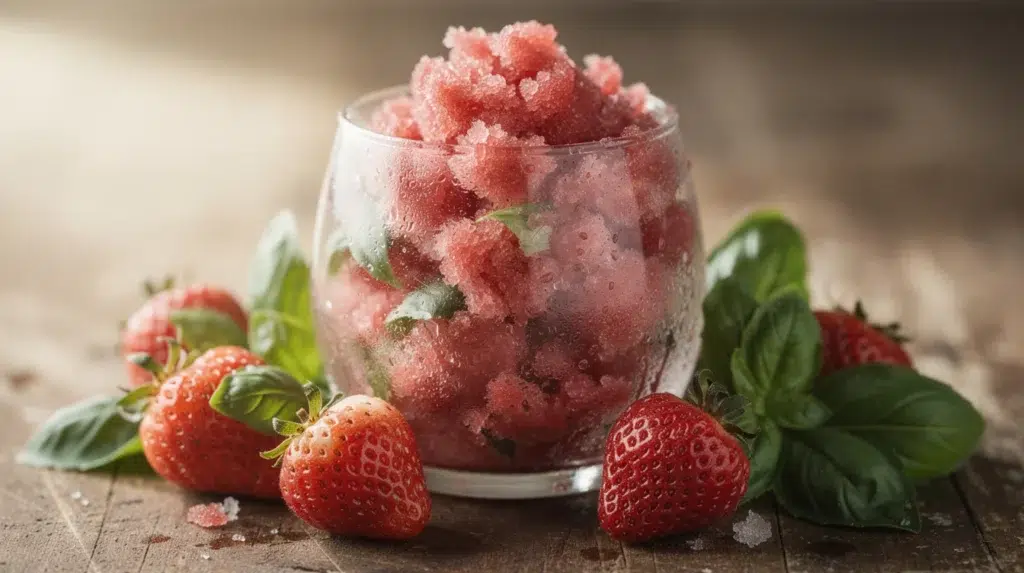 Granité fraise-CBD-basilic