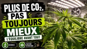 Une plante de chanvre aux feuilles détaillées se développe sous une lumière horticole dans une culture intérieure.