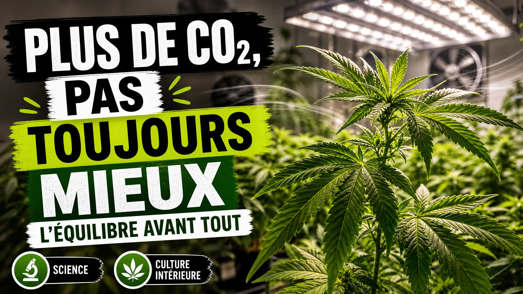 Une plante de chanvre aux feuilles détaillées se développe sous une lumière horticole dans une culture intérieure.
