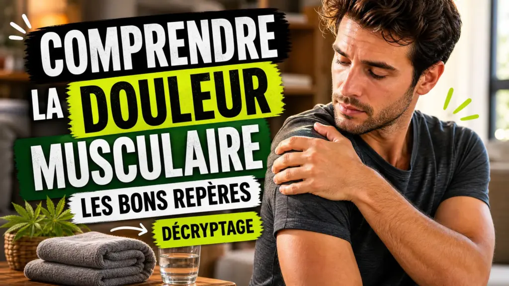 Une personne en tenue de sport assise près d’une fenêtre touche doucement son épaule dans un intérieur calme après un effort.