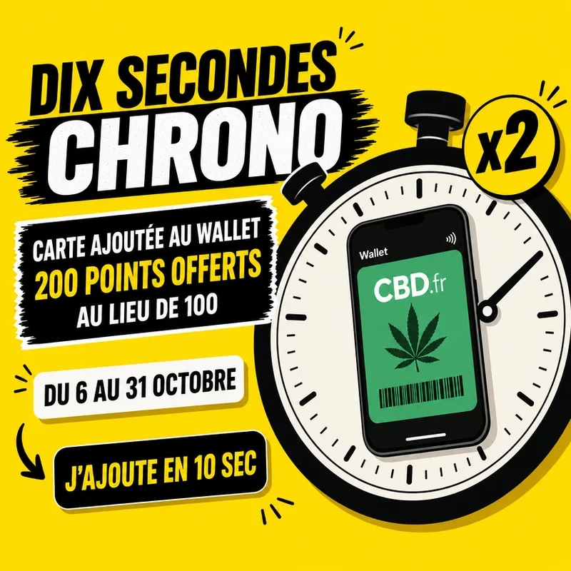 Installe ta carte de fidélité CBD.fr — On double les points de fidélité pour les clients qui installent leur carte de fidélité sur leur Wallet